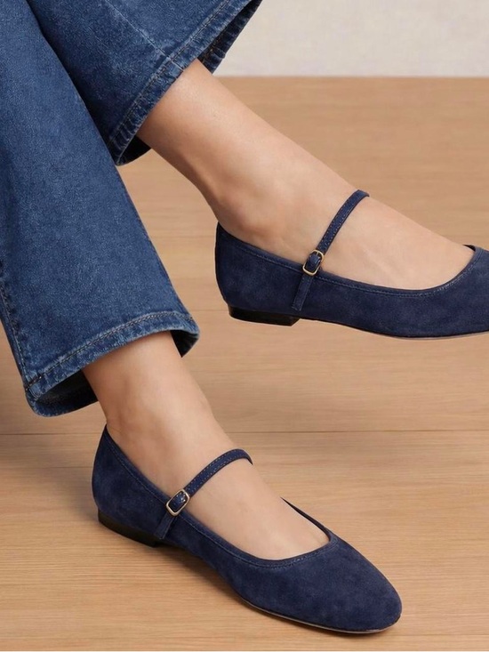 Veronica Beard Shoes - Veronica Beard Navy Suede Mary Jane Flats NWOB